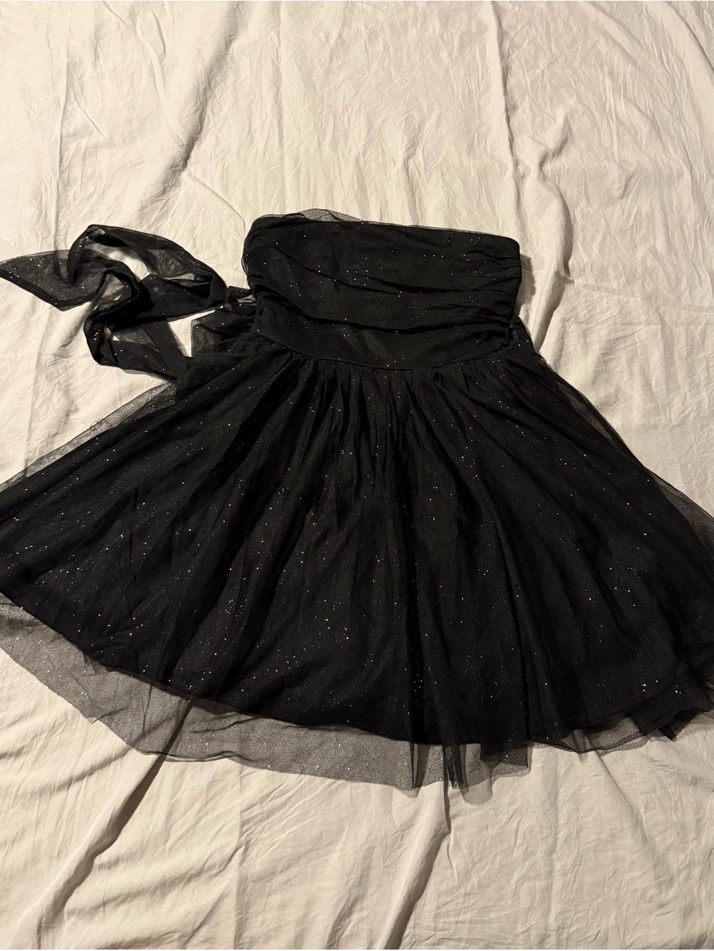 Francesca's Collections Black Strapless Sparkle Tulle Dress